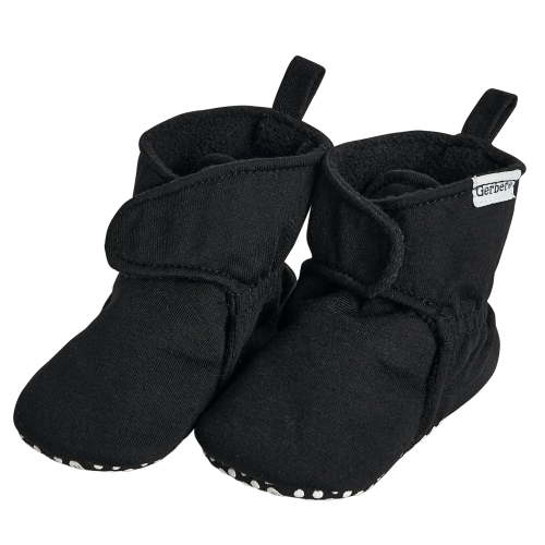 Gerber Baby Gender Neutral Soft Booties with Hook & Loop, Sizes 0/3 Months - 6/9 Months