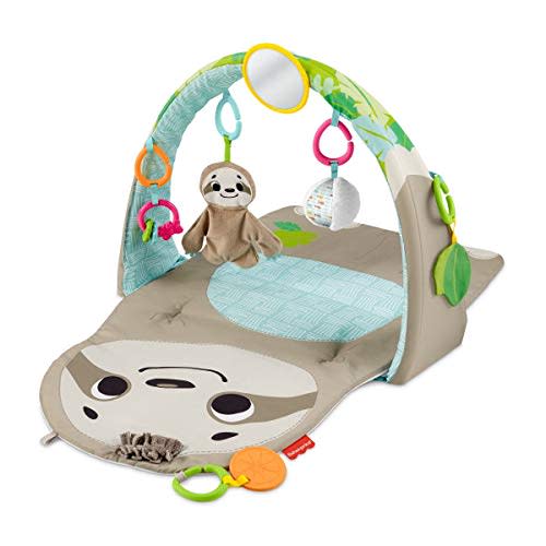 Fisher-Price Ready to Hang Sensory Sloth Gym, infant activity mat with toys for tummy time and play