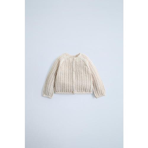 TEXTURED KNIT CARDIGAN - Light beige | ZARA United States