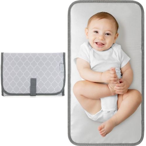 Portable Diaper Changing Pads for Newborn Girl & boy, Compact by Comfy Cubs (Grey Pattern, Compact)