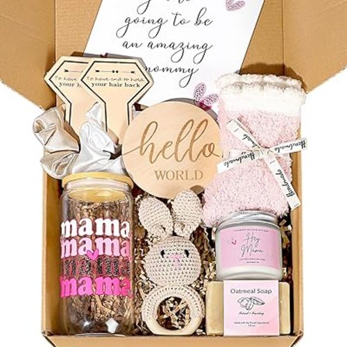 New Mom Gift Basket & Baby Gifts, Baby Shower Gifts for Expecting Mommy to Be, New Mom Care Package After Birth Post Partum Essentials, First Time Pregnancy Mothers Day Birthday Gifts