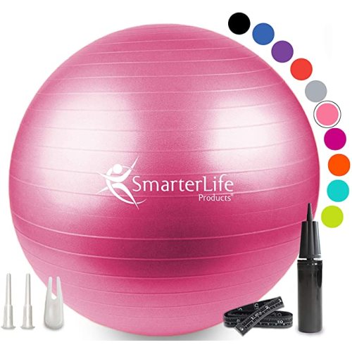 SmarterLife Exercise Ball Yoga Ball for Fitness, Balance, Stability, or Pregnancy, Gym Ball for Core Workout, Physical Therapy, Yoga Ball Chair for Office, Anti-Slip Anti-Burst