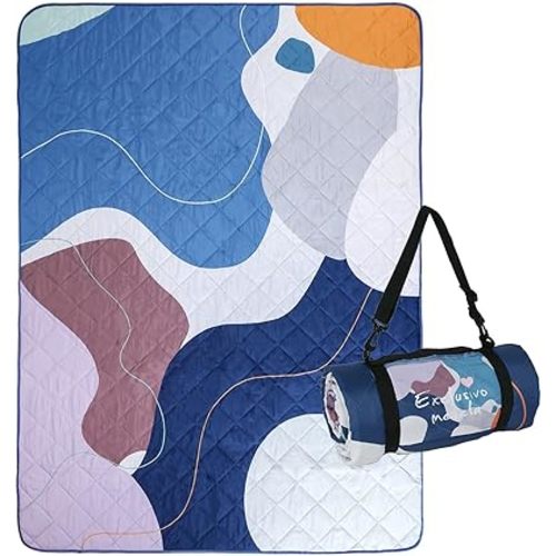 Exclusivo Mezcla Waterproof Picnic Blanket 60x80 Inches Large Multicolor Floral Polyester Sandproof Modern Camping Blanket
