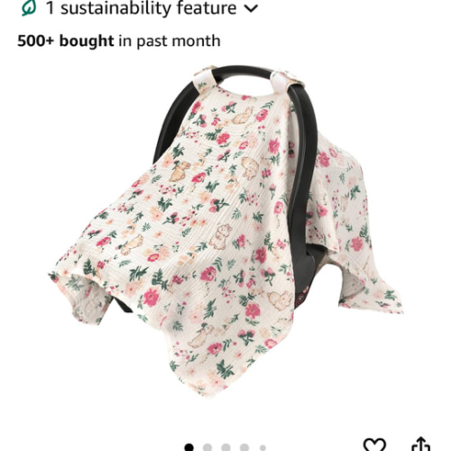 SERAPHY 100% Muslin Cotton Car Seat Covers for Babies, Universal Baby Car Seat Cover, Breathable Muslin Carseat Cover Canopies for Boys and Girls, Soft Infant Car Seat Cover for Summer — Rabbits