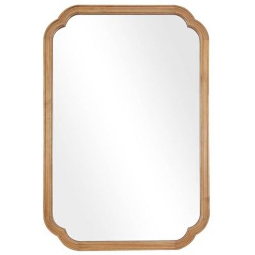 WallBeyond 24"x36" Rounded Corner Arch Wall Wood Mirror Natural
