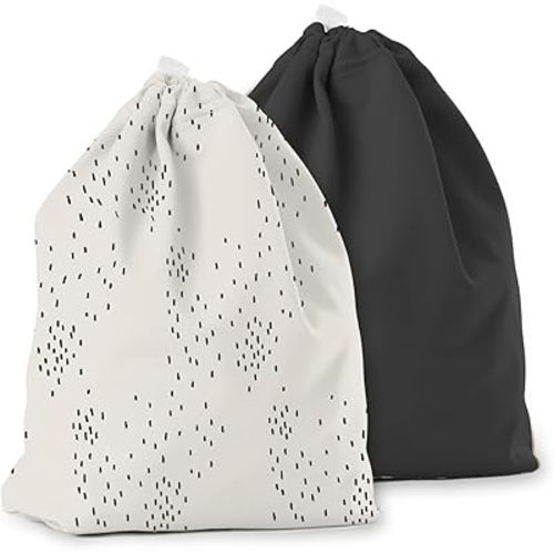 Esembly Ditty Bag Duo, Waterproof Wet Dry Bags for Cloth Diapers, Messy Baby Accessories, Swimsuits, Gym Clothes, Toiletries and Snacks - Apostrophe and Graphite (Pack of 2)
