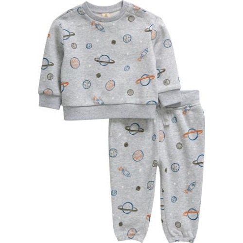 Print Fleece Sweatshirt & Sweatpants Set, 9M