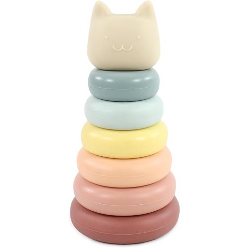 Hudson Baby Silicone Stacking Toy, Kitten, One Size
