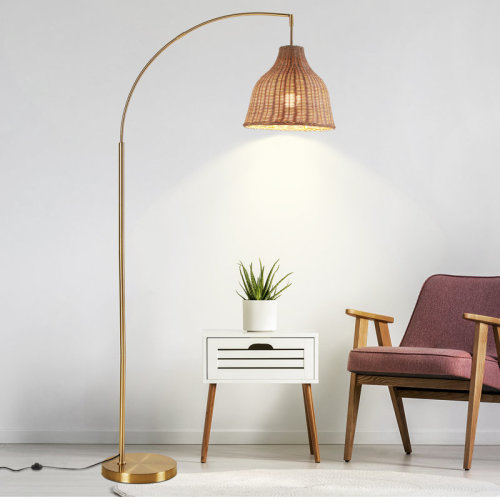 Dovecove Deantrei 72.44“ Arc Rattan Floor Lamp & Reviews | Wayfair