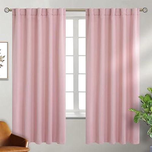 BGment 72 inch Length Blackout Curtains - Thermal Rod Pocket and Back Tab Blackout Curtains for Bedroom/Living Room, 2 Window Curtain Panels (42 x 72 inch, Pink)