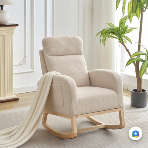 GARVEE Nursery Wingback Rocking Glider Chair - Upholstered Comfort