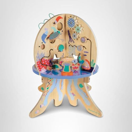 Manhattan Toy Deep Sea Adventure Wooden Toddler Activity Center with Clacking Clams, Spinning Gears, Gliders and Bead Runs
