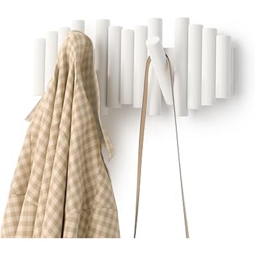 Umbra Picket Rail Wall Stylish and Functional Hook with Five Hoops (White)