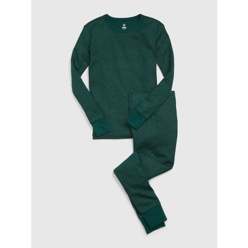 Kids Organic Cotton Print PJ Set in june bug green, size: 6