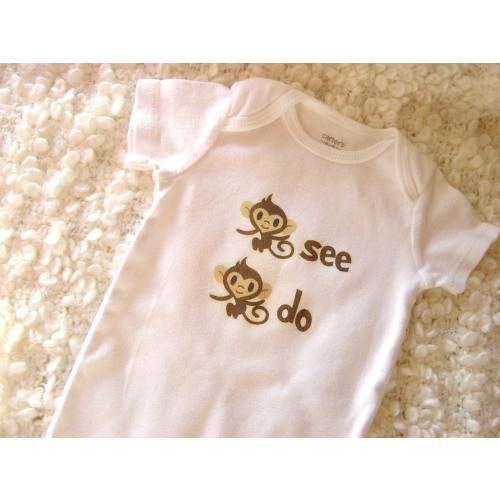 Monkey See Monkey Do Baby Bodysuit (sizes newborn to 24 months)