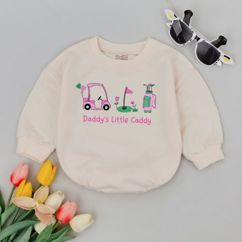 Daddy's Little Caddy Baby Romper, Golf Baby Clothes, Daddy's Golfing Buddy Baby Outfit, Pregnancy Announcement, Father's Day Baby Bodysuit