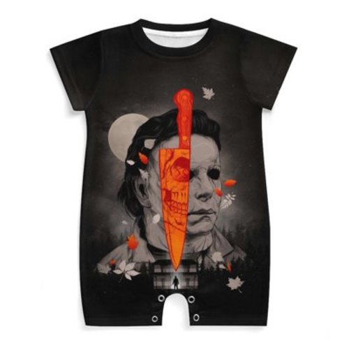 Halloween Michael Myers Baby One-Piece Rompers Short Sleeve Bodysuits Jumpsuit Newborn Infant Toddler Summer Outfit Kid Clothing Sets