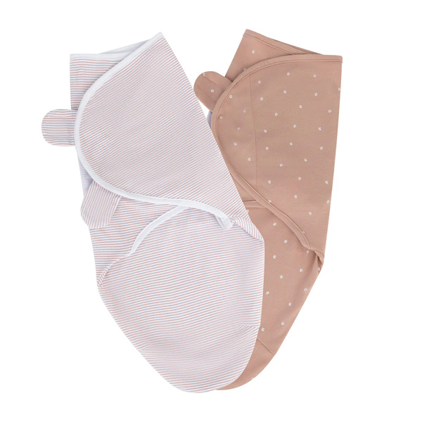 Ely's & Co. Adjustable Velcro Swaddle Blankets – Mauve Tulips & Stripes
