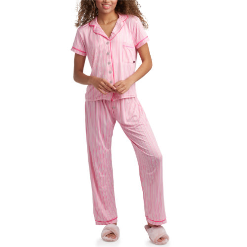 dELiA*s Women's Pajamas - 2 Piece Super Soft Button Down Sleep Shirt and Wide Leg Pajama Pants (S-3X)