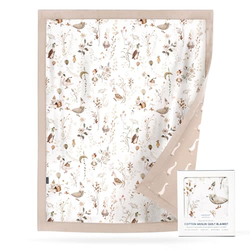 GRSSDER Cotton Muslin Quilt Blanket - Silky Soft and Breathable Baby Blanket Quilt, Oversized Muslin Blankets for Newborns, Toddlers & Kids, 6 Layers Reversible Design for All Seasons, 40" x 50"