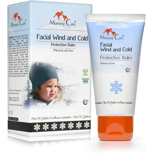 Mommy Care Cold Weather Baby Child Organic Facial Protective Winter Balm Soothing Cold Sores Cream to Hydrate Moisturize Newborns Kids Sensitive Dry Skin Wind Block Lotion. Mint scente 50ml/1.76 fl.oz