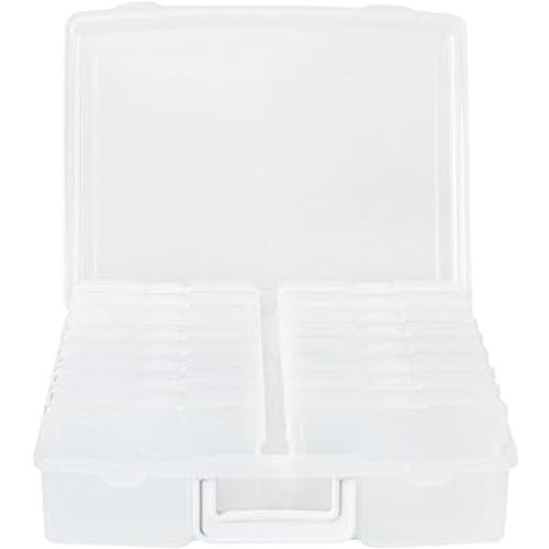 novelinks Photos Organizer 4" x 6" Photo Storage Box with Handle - 16 Inner Photo Cases Photo Box Storage Picture Organizers and Storage (White)