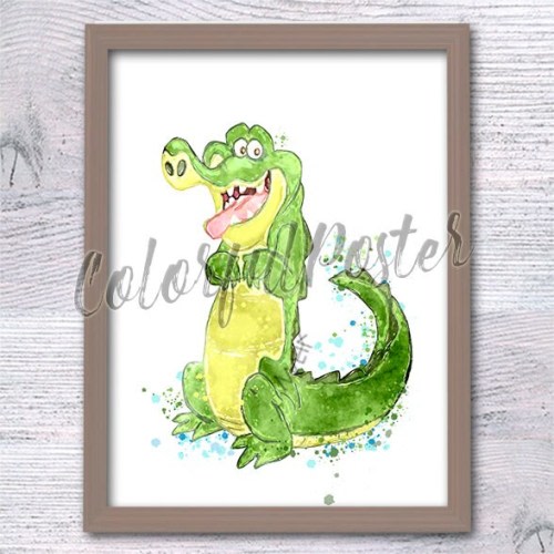 Hook and crocodile Captain Hook print Tick Tock poster  wall decor Peter Pan print Nursery art Never land decor V766