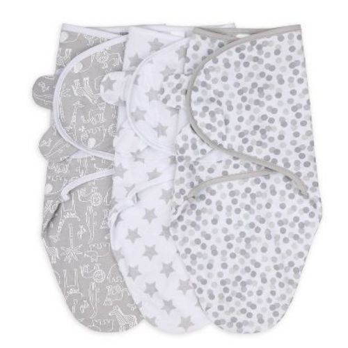 The Peanutshell Swaddle Wrap Gray Safari Sky - S/m 3pk