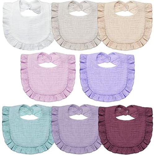 Lictin 8-Pack Muslin Baby Bibs,Bandana Drooling Bibs, Unisex Cotton Baby Bibs, Baby Bibs for Drooling and Teething