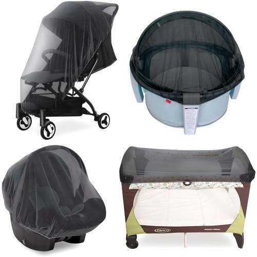 Baby Mosquito Net for Stroller, Reusable Bug Net for Stroller, Bassinets, Cradles, Playards, Pack N Plays and Portable Mini Crib, Portable & Durable Baby Insect Netting, Black