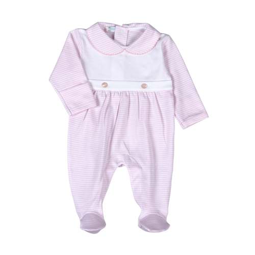 LOL-214 Lola Pink Stripes Pima Bib Footie
