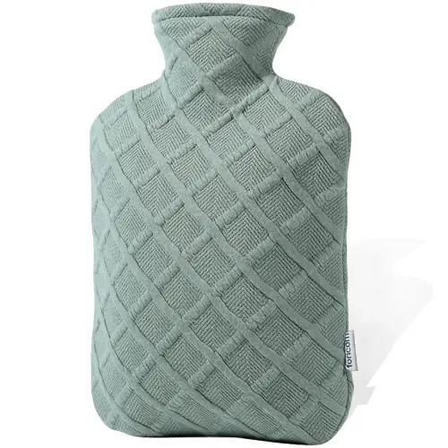 FORICOM Hot Water Bottle with Cover,Hot Water Bag for Pain Relief 2Liter,Heating Pad,Hand Warmer,Warming Bed.Classic.BPA Free,Close-Match(Green)