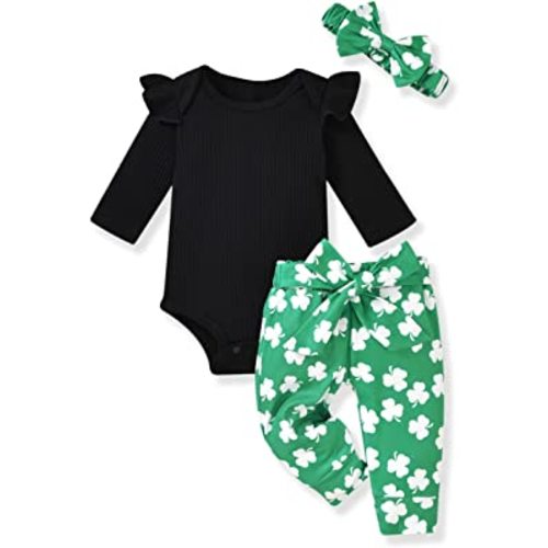 Aalizzwell Preemie Newborn Infant Baby Girls Clothes Ribbed Romper Bodysuit Pants Set Fall Winter Outfits