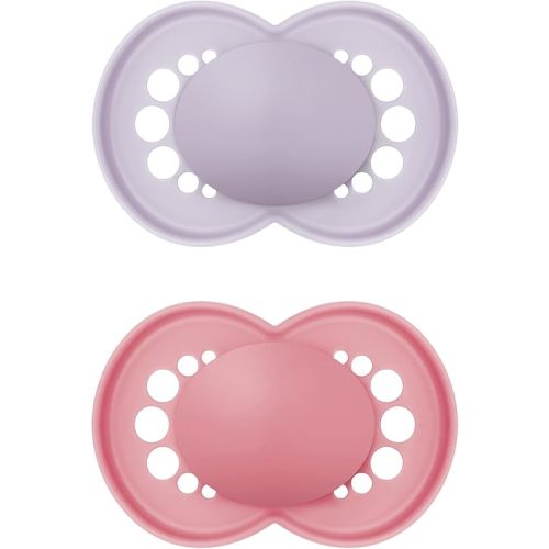 MAM Original Matte Baby Pacifier, Nipple Shape Helps Promote Healthy Oral Development, Sterilizer Case, Girl ,6-16 Months(Pack of 2)