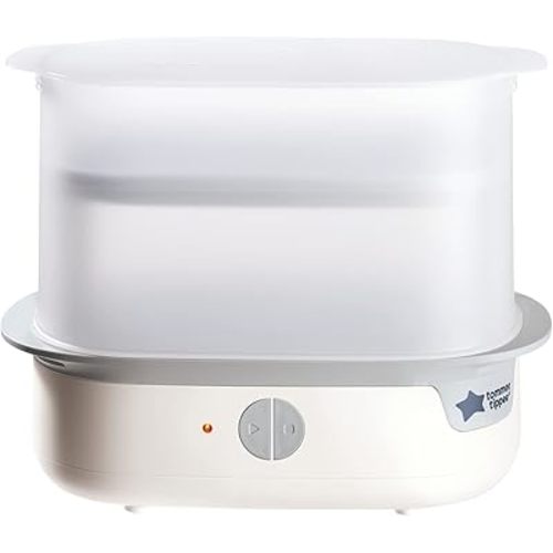 Tommee Tippee Advanced Steam Electric Sterilizer for Baby Bottles, Kills Viruses* and 99.9% of Bacteria, 5-Minute Sterilization Cycle