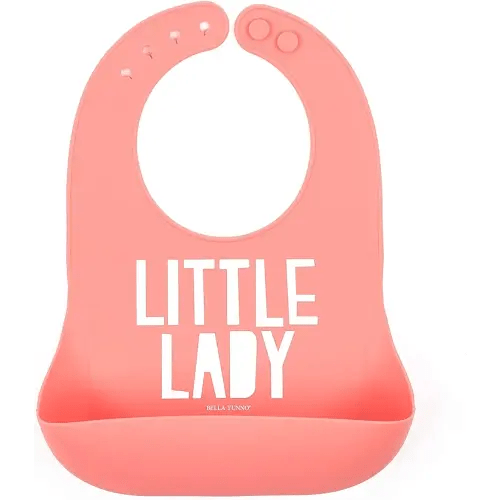 Baby Bib for Eating by Bella Tunno, Waterproof Silicone Bib with Large Food Catcher, Adjustable Fit for Babies 4-12 months & Toddlers 1-3 Years, Boys & Girls, Little Lady