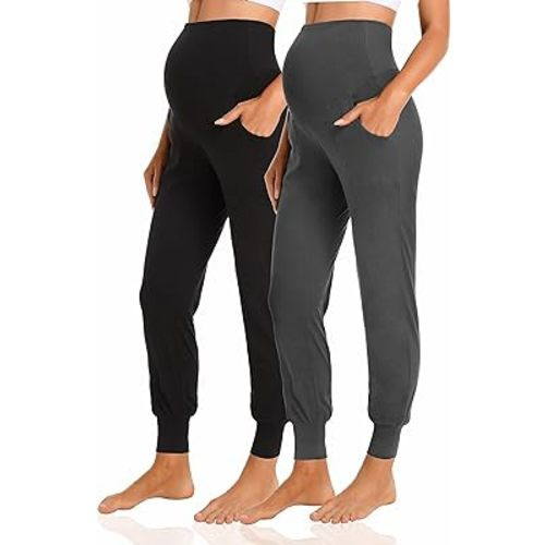 V VOCNI Women's Maternity Pants Maternity Activewear Jogger Track Cuff Sweatpants Over The Belly Stretchy Pregnancy Pants
