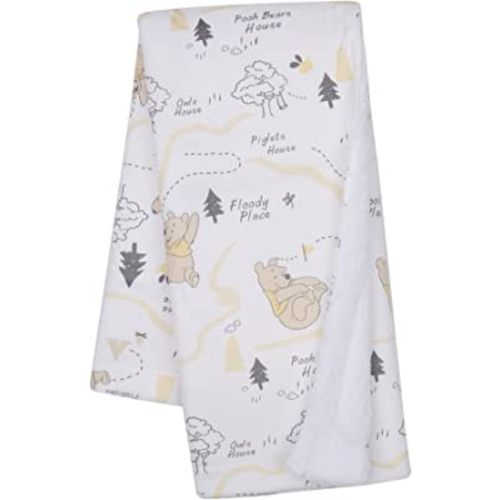 Lambs & Ivy Disney Baby Pooh and The Hundred Acre Woods White Baby Blanket