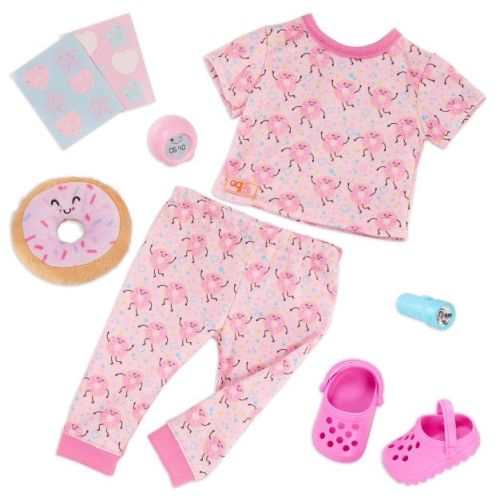 Our Generation Dreaming of Donuts Pink Pajama Outfit & Accessories for 18'' Dolls