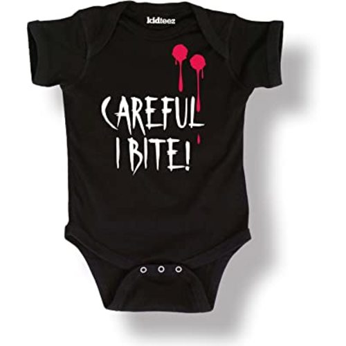 Instant Message - Careful I Bite - Infant Baby One Piece - Size 12 Months Black
