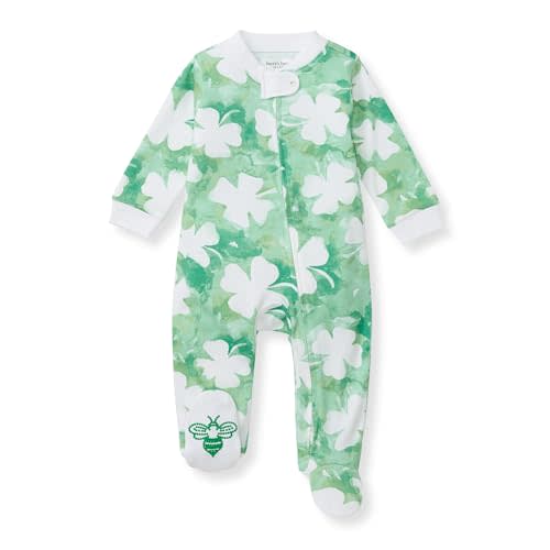 Burt's Bees Baby Boys' Organic Cotton Loose Fit Sleep and Play One-Piece Zip Front Footed Pajamas