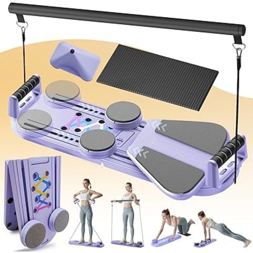 Pilates Board - Pilates Reformer Set, 7 in 1 Pilates Boards for Home Workout, Portable and Foldable Pilates Reformers Machine, Multifunctional Pilates Board for Women