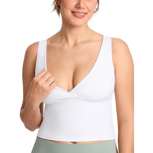 MOMANDA Crossover Nursing Bras for Breastfeeding Sleeveless Maternity Workout Nursing Crop Tank Tops