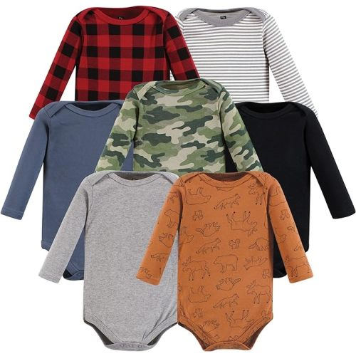 Hudson Baby baby-boys Cotton Long-sleeve Bodysuits 7-pack