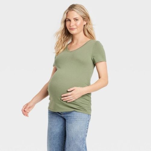 Isabel Maternity Short Sleeve V-Neck Maternity T-Shirt
