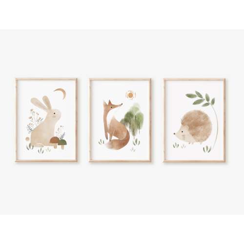 Custom Woodland Art Print Set of 3