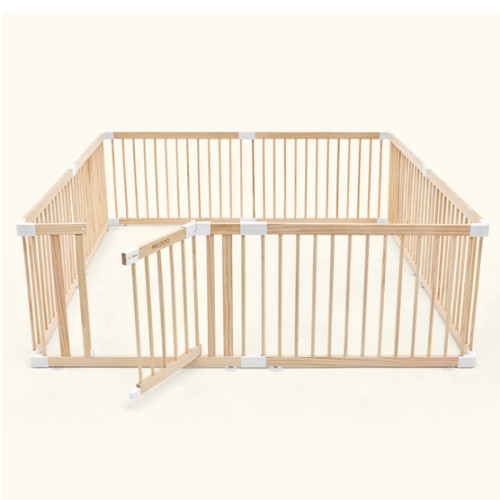 HARPPA Wooden Baby Gate Playpen | Non-Toxic Foldable DIY Adjustable Play Yard for Infants & Toddlers – Natural Finish Baby Fence for Small & Large Spaces
