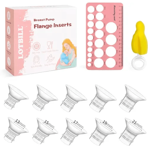 Flange Insert 13/15/17/19/21mm 10PCS Compatible with Momcozy S12 Pro/S9 Pro/S12/S9/Medela/Spectra etc Wearable Breast Pump 24mm Flange/Shield, Reduce 24mm Tunnel Down to Correct Size