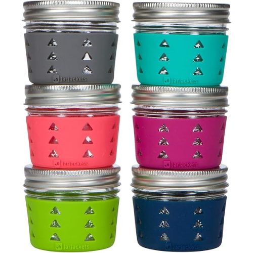 Silicone Mason Jar Protector Sleeve - Fits 4oz Jelly Jars | Package of 6 | Multicolor (Multicolor, 6)