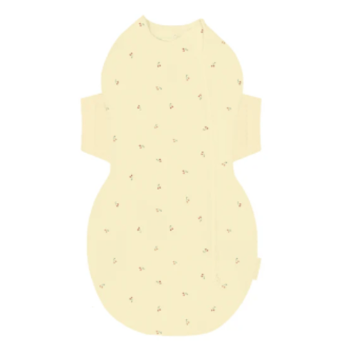 100% Organic SNOO Sleep Sack in Butter Yellow Cherries Size Small